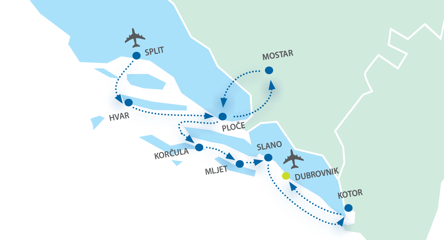 route split kotor dubrovnik