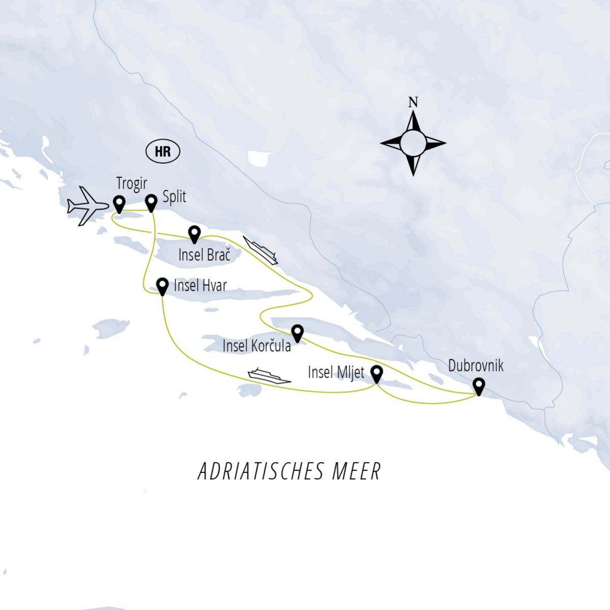 Route T3 ab Trogir